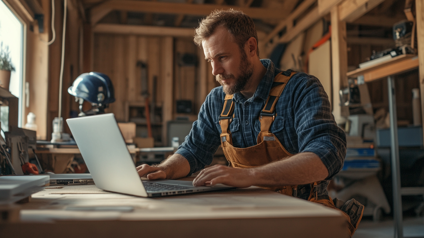 Handwerker am Laptop – KI Automatisierung